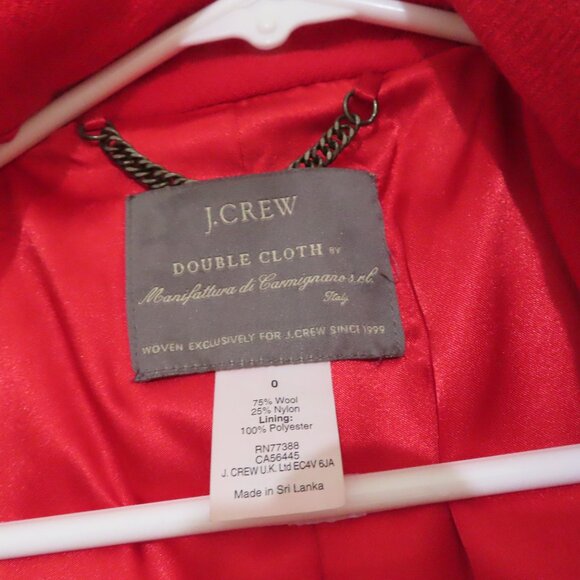J.Crew Funnel Neck Red Coat with Tie Belt Size 0 - Picture 4 of 11